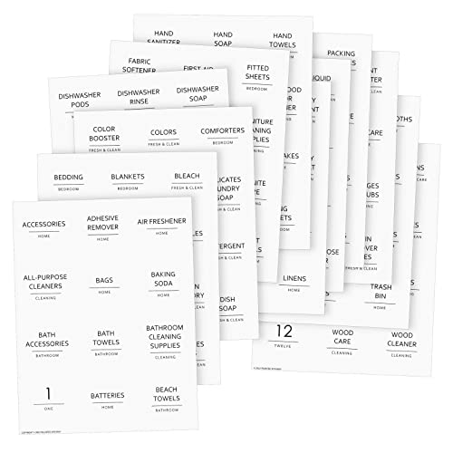 144 Minimalist Laundry Room Labels (144 Count)