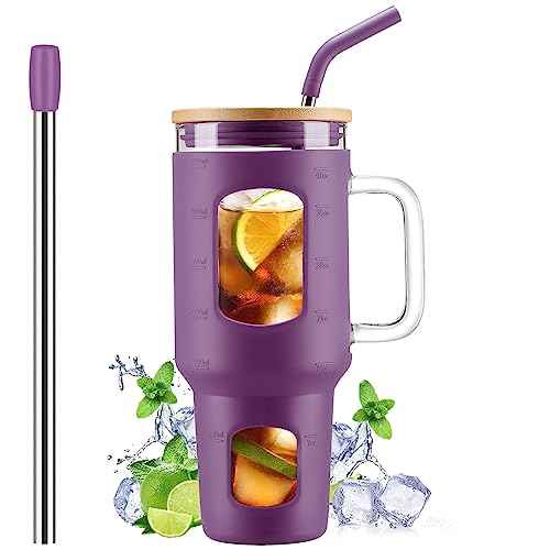 Glass Tumbler with Straw and Lid