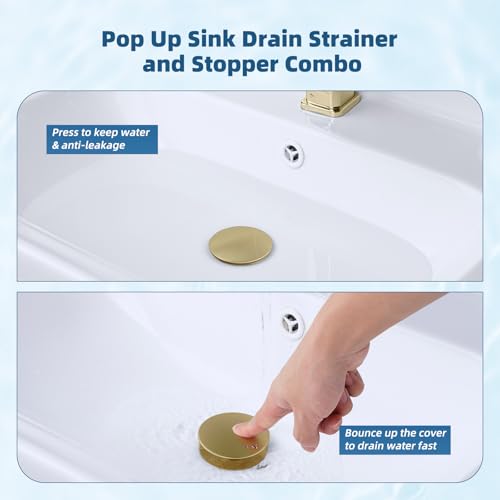 2 Pack Upgraded 3 in 1 Bathroom Sink Drain Strainer (2 Count)
