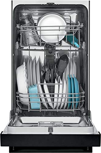 18 in. ADA Compact Front Control Dishwasher in Black with Dual Spray Arms