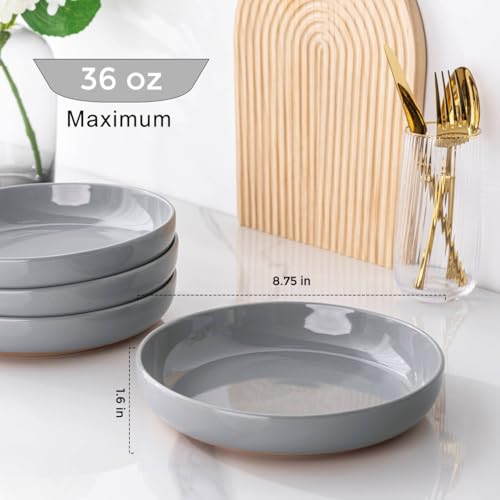 8.75'' Large Ceramic Pasta Bowls (4 Count)