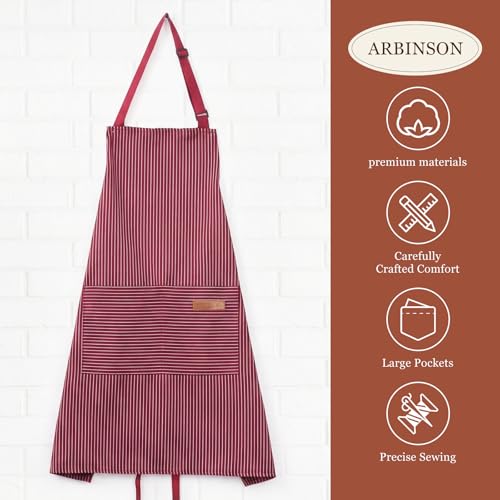 2 Pack Cooking Aprons Adjustable Bib Apron for Women with 2 Pockets (2 Count)