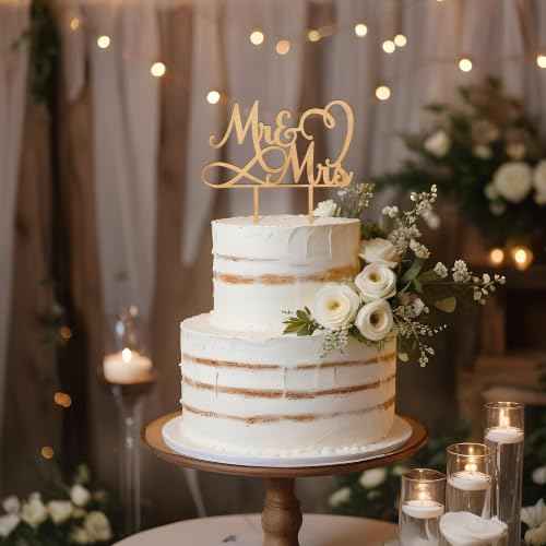 Mr & Mrs Wedding Cake Topper in Wood