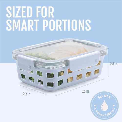Duraglass 3.4 Cup Glass Meal Prep Containers (5 Count)