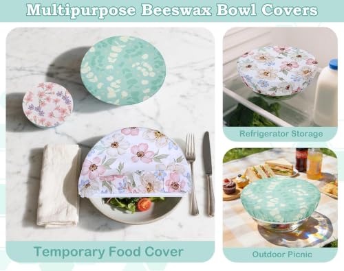5Pcs Reusable Beeswax Elastic Bowl Covers for Bread Proofing and Food Cover (5 Count)