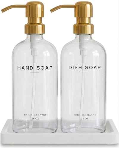 Luxury Glass Hand and Dish Soap Dispenser Set by Brighter Barns