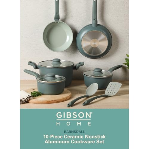 Barnsdall 10 Piece Premium PFA Free Ceramic Nonstick Pots and Pans Aluminum Induction Cookware Set W (10 Count)