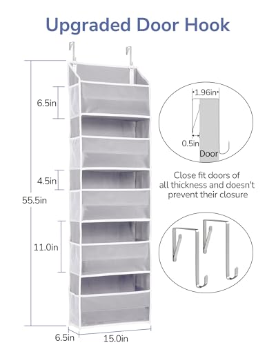 1 Pack Over Door Organizer with 5 Large Pockets 10 Mesh Side Pockets