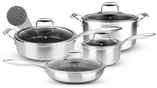 8 Piece Triply Cookware Set Stainless Steel