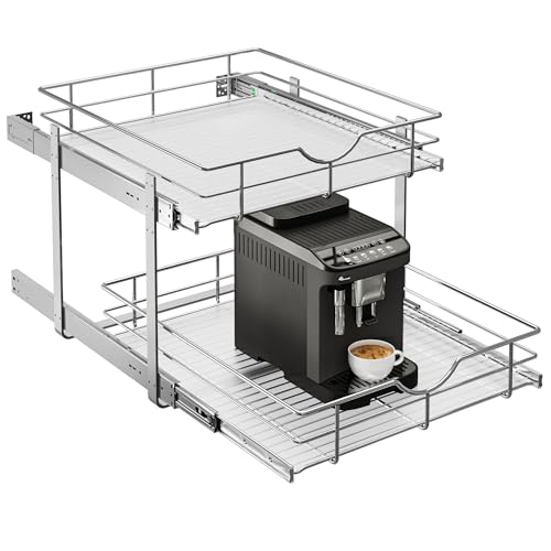 2 Tier Kitchen Cabinet Pullout Shelf and Drawer Organizer