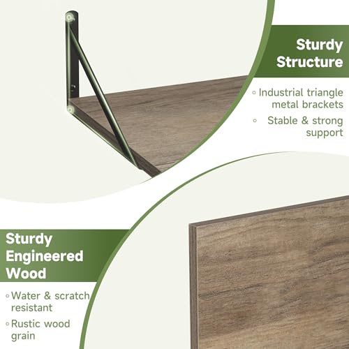 16W x 12D Deep Floating Shelves Set of 4 Grey (4 Count)