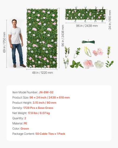 Artificial Luxury‌ Flower Wall Backdrop (2 Count)