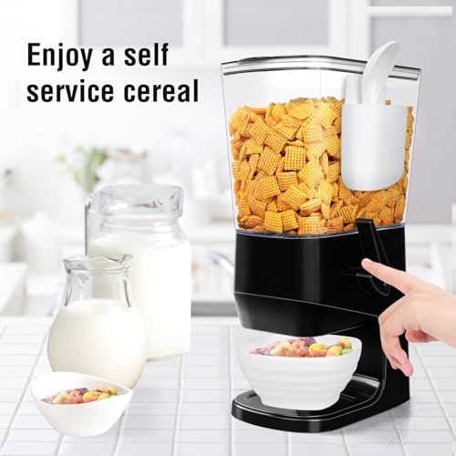 Cereal Dispenser Countertop Wath Bowls and Spoons（Black 2 pack ） (2 Count)