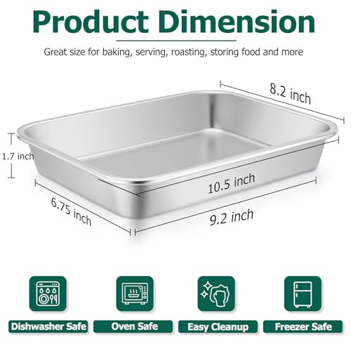 Lasagna Pan 10.6 x 8.3 x 1.7inch Stainless Steel Cake Brownie Pan