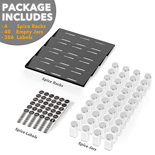 Spice Drawer Organizer with 40 Spice Jars