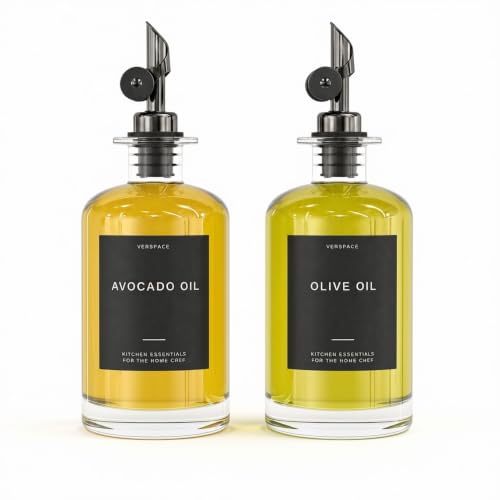 Clear Glass Olive Oil Dispenser Bottles For Kitchen (2 Count)