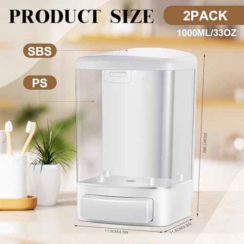 2 Pcs Wall Mounted Soap Dispenser (2 Count)