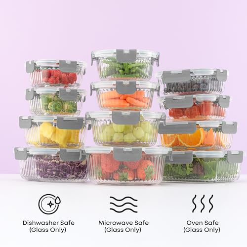 24pc Borosilicate Glass Storage Containers with Lids (24 Count)