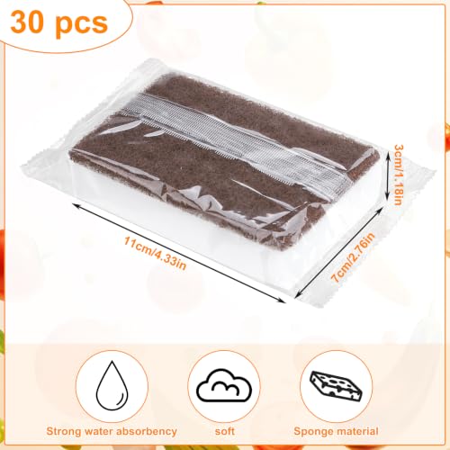 30 Pcs Individually Wrapped Sponges for Airbnb Apartment Brown (50 Count)