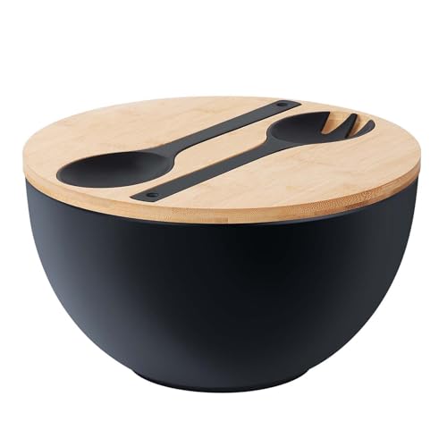 10" Large Salad Serving Bowl with Utensils in Lid