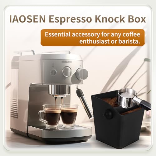 Espresso Knock Box Square High Side Wall Splash Prevention Design Knock Box Shock Absorbing Non Slip Knock Box Espresso With Removable Knock Bar Espresso Accessories for Home