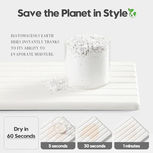 2PCS Water Absorbing Stone Drying Tray Mat for Bathroom Sink & Kitchen Counter Organizer (2 Count)