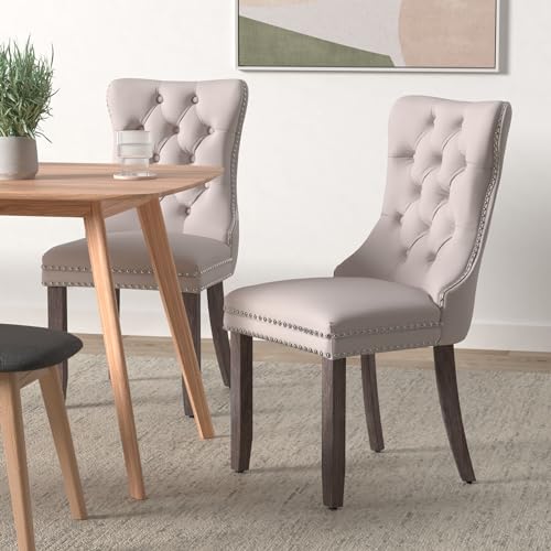 Beige Velvet Dining Chairs Set of 4 (4 Count)
