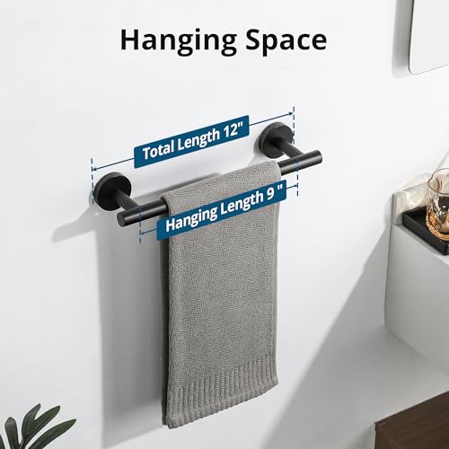 Matte Black Hand Towel Holder for Bathroom Wall