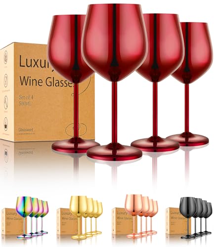 Unbreakable Stainless Steel Wine Glasses Set of 4 (4 Count)