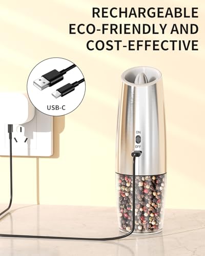 Rechargeable Gravity Electric Salt and Pepper Grinder Set (2 Count)
