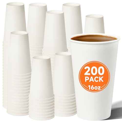 200 Pack 16 oz Disposable Paper Coffee Cups (200 Count)