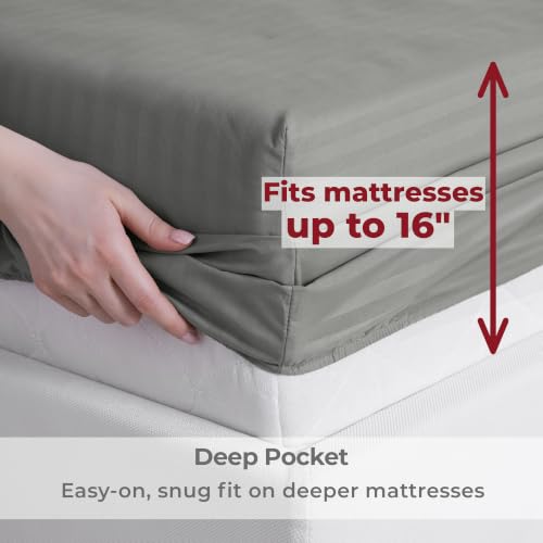 Iconic 4-PC, Ultra Soft Sheet Set (Cal King, Striped Gray/Silver)