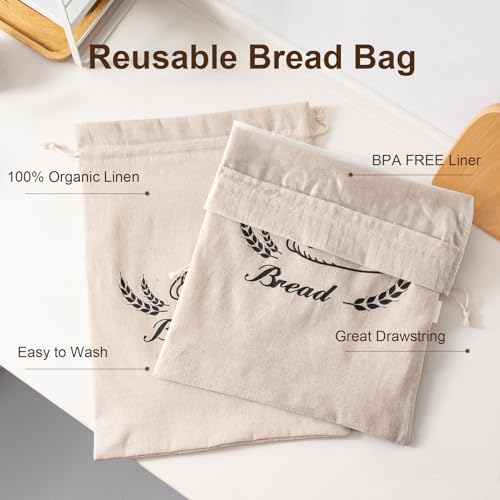2 Pack Linen Bread Bags for Homemade Bread