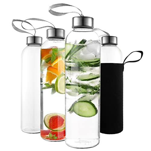 16 oz Glass Water Bottles (4 Count)