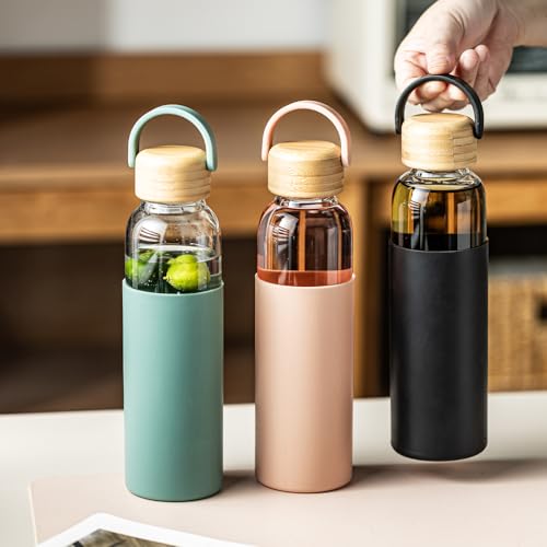 21oz Borosilicate Glass Water Bottles with Silicone Non