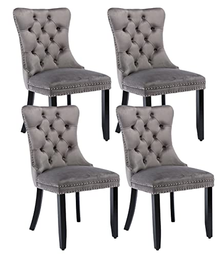 Grey Velvet Dining Chairs Set of 4 (4 Count)