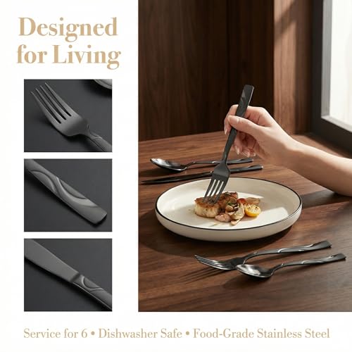 40 Piece Black Silverware Set for 8 (40 Count)