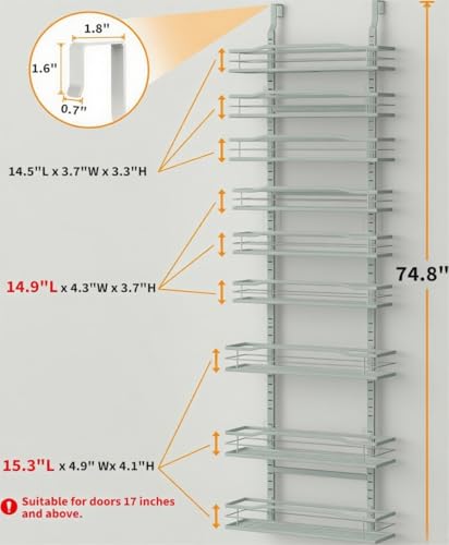 Grey 9 Tier Over The Door Pantry Organizer