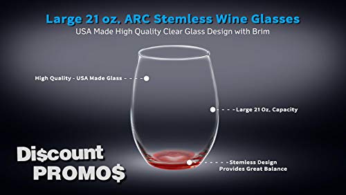 10 ARC Stemless Wine Glasses Set (10 Count)