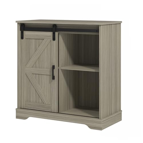Sliding Barn Door Buffet Sideboard Storage Cabinet Coffee Bar Kitchen Farmhouse Style