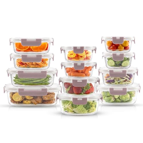 24pc Borosilicate Glass Storage Containers with Lids (24 Count)