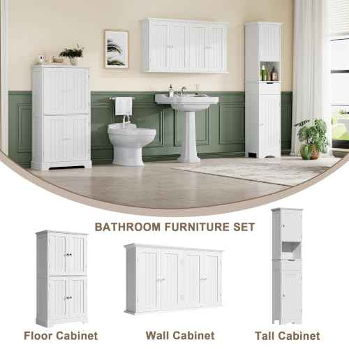 Laundry Cabinet with 4 Doors and Adjustable Shelves