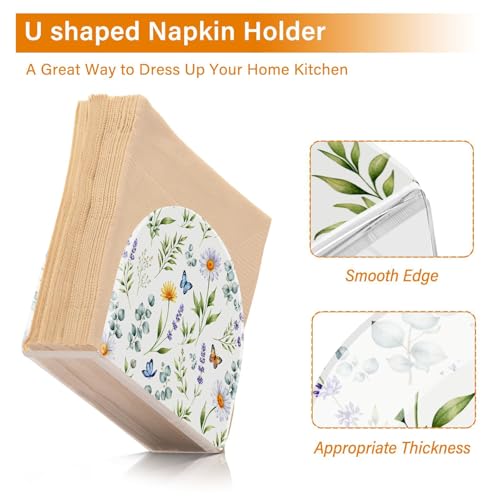 Wildflowers Butterflies Botanical Napkin Holder for Table Paper Napkins Holder Acrylic Tissue Dispenser Kitchen Dining Room Bathroom Party Car Decor