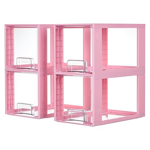 4 Pack Large Stackable Storage Drawers (4 Count)