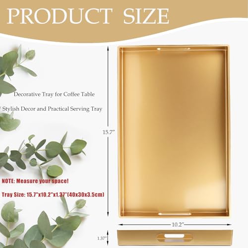 Gold Decorative Serving Tray with Handles