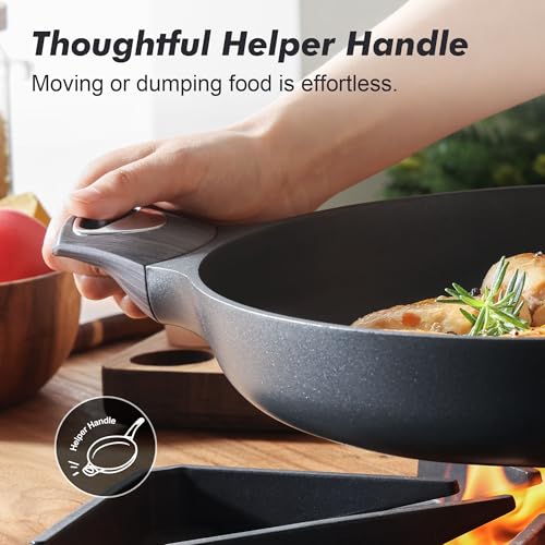 12.5inch Nonstick Frying Pan Paella Pan with Lid