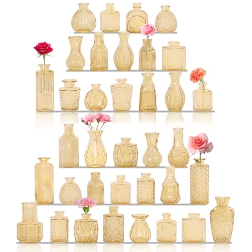 Set of 36 Glass Bud Vases Small Flower Vases for Centerpieces (36 Count)