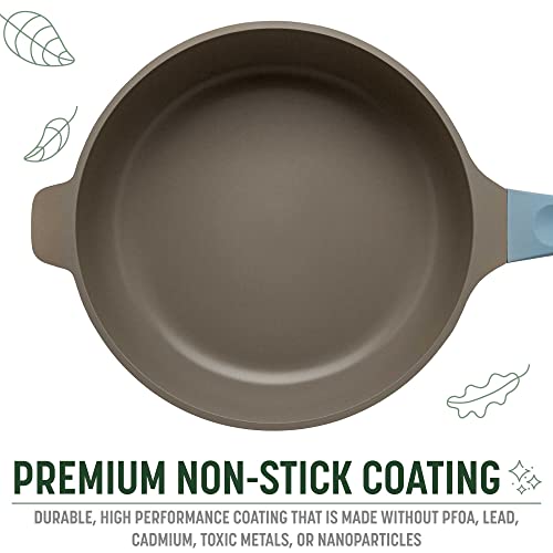 All-in-One Pan, Multilayer Nonstick Cookware Set, High-Performance Construction, Multipurpose Design Replaces Multiple Pots and Pans, Dishwasher Safe, 11-Inch, 4.4-Quart Capacity, Blue Mist