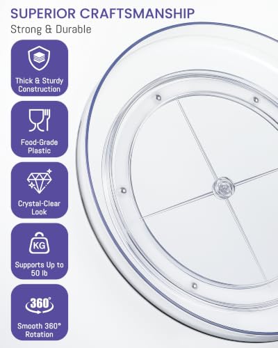 2 Pack 9 Inch Clear Acrylic Lazy Susan 360° Turntable Organizer Spice Rack (2 Count)