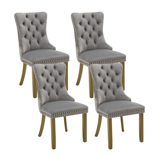 Grey Velvet Dining Chairs Set of 4 (4 Count)
